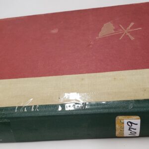 A book with a green cover and red cover