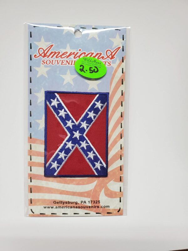 A confederate flag patch is displayed on the package.