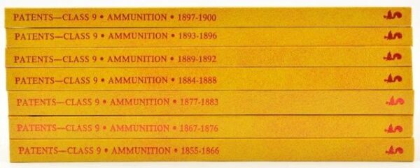 A set of eight books with the names of ammunition.