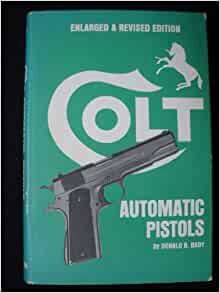 A book about automatic pistols is shown.