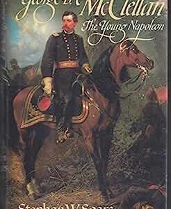 A painting of a man on horseback with the words " young napoleon ".