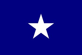 A white star on a blue background