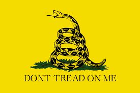 A yellow background with the words " don 't tread on me ".