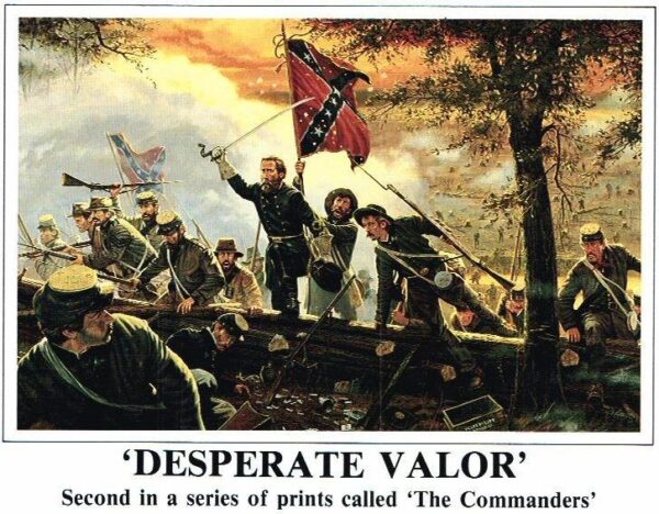 A painting of the confederates fighting in the civil war.