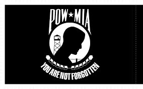 A black and white image of the pow mia flag.