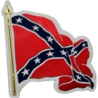 A confederate flag sticker with the stars and stripes.