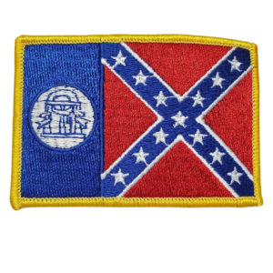 A patch of the confederate flag is shown.