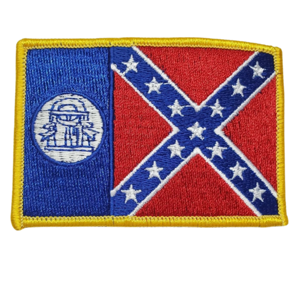 A patch of the confederate flag is shown.