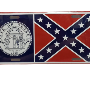 A picture of the state flag and confederate flag.
