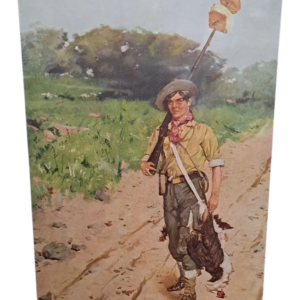 A painting of a man holding a flag