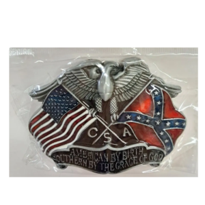 A close up of the csa logo on a belt buckle