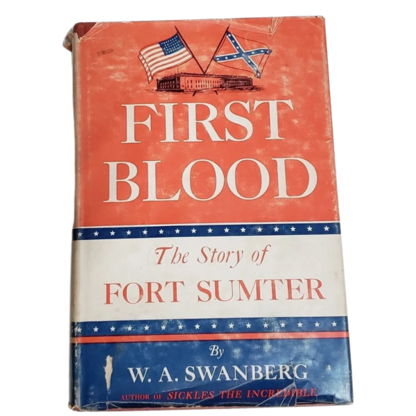 A book cover with an image of the american flag and the words " first blood."